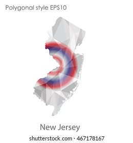New Jersey map in geometric polygonal,mosaic style.Abstract gems triangle,modern design background. Vector illustration EPS10