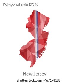 New Jersey map in geometric polygonal,mosaic style.Abstract gems triangle,modern design background. Vector illustration EPS10