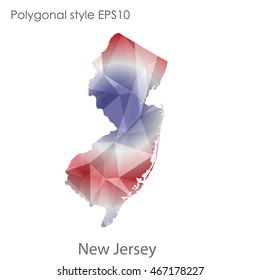 New Jersey map in geometric polygonal,mosaic style.Abstract gems triangle,modern design background. Vector illustration EPS10