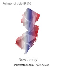 New Jersey map in geometric polygonal,mosaic style.Abstract gems triangle,modern design background. Vector illustration EPS10