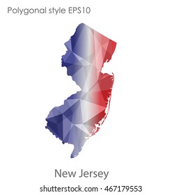 New Jersey map in geometric polygonal,mosaic style.Abstract gems triangle,modern design background. Vector illustration EPS10