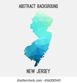 New Jersey map in geometric polygonal,mosaic style in cold shades.Abstract tessellation,modern design background,low poly. Vector illustration.