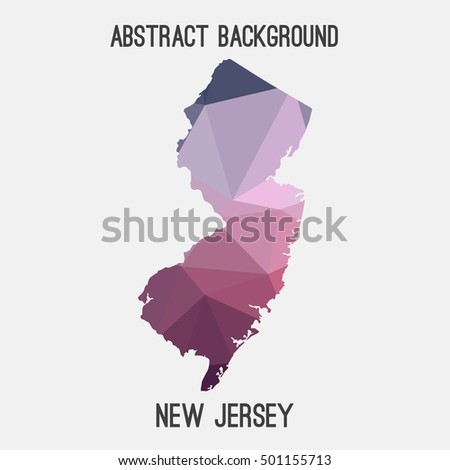 New Jersey map in geometric polygonal,mosaic style.Abstract tessellation,modern design background,low poly. Vector illustration.
