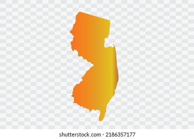 NEW JERSEY Map Gold Dust Color on White Backgound png