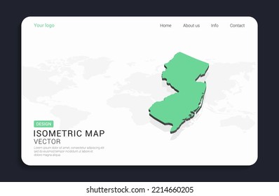 New Jersey map green on white background with isometric vector.