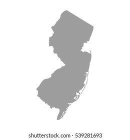 New Jersey map in grey on a white background