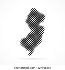 New Jersey map in halftone. Dotted illustration isolated on a white background. Vector illustration.