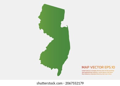 NEW JERSEY map High Detailed green color. on white background. Abstract design vector illustration eps 10