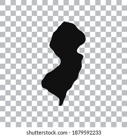 New Jersey map isolated on transparent background. Black map for your design. Vector illustration, easy to edit.