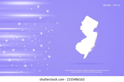 New Jersey map isolated on purple background. Vector Illustration.