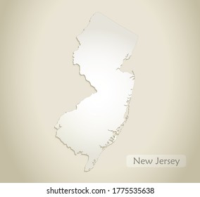 New Jersey map, old paper background vector
