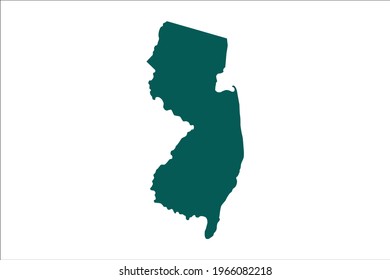 NEW JERSEY map Olive green Color on White Backgound