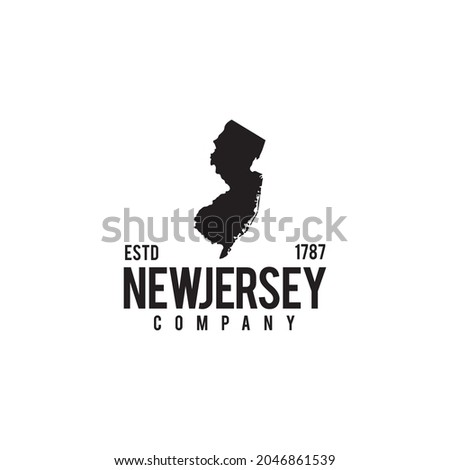 New jersey map outline logo design vector
