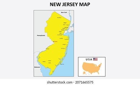 Merg doos Verraad New Jersey map.ai Royalty Free Stock SVG Vector