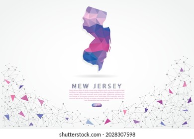 New Jersey map - State of USA Map International vector template with polygon pink color gradient isolated on white background for education, website, banner - Vector illustration eps 10