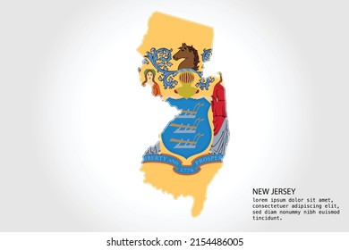 NEW JERSEY Map stripes. Vector illustration Color on White Backgound