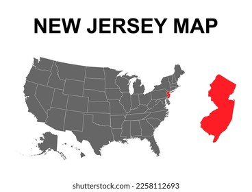 New Jersey map, united states of america. Flat concept icon symbol vector illustration .