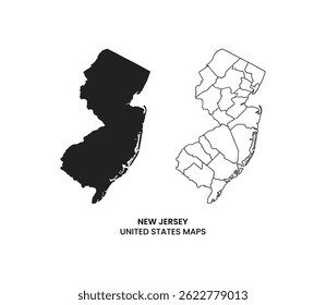 New Jersey map, united states of america. Flat concept icon symbol vector illustration.