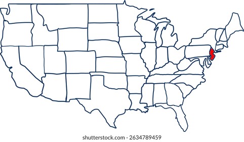New Jersey map , USA map Highlighting New Jersey Country