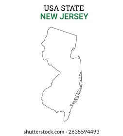 New Jersey map of USA state. New Jersey map vector illustration. New Jersey vector map on white background.