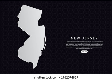 New Jersey Map - USA, United States of America map, World Map International vector template with White Color isolated on hexagon background - Vector illustration eps 10