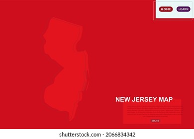 New Jersey Map - USA, United States of America map vector template with red color and outline sketch isolated on red background for education, design, website - Vector illustration eps 10