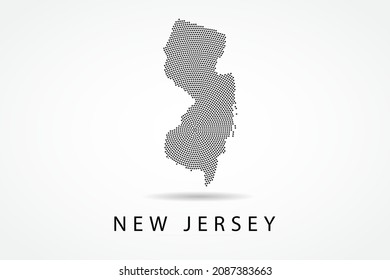 New Jersey Map - USA, United States of America Map vector template with Black dots, grid, grunge, halftone style isolated on white background for education, infographic - Vector illustration eps 10