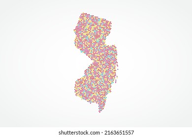 New Jersey Map - USA, United States of America map vector template with colorful dots, grid, grunge, halftone style isolated on white background for design - Vector illustration eps 10
