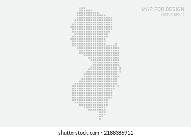New Jersey Map - USA, United States of America Map vector template with grey pixel, grid, grunge, halftone style isolated on white background for infographic, design - Vector illustration eps 10