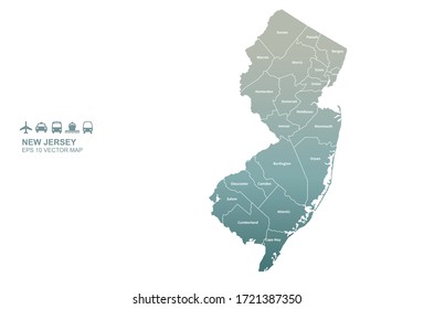 nuevo mapa jersey. mapa vectorial de la nueva camiseta, u.s. mapa de estados. 