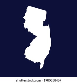 NEW JERSEY map vector. white color on blue background.
