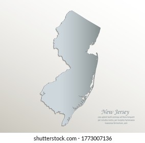 New Jersey map, white blue card paper 3D vector