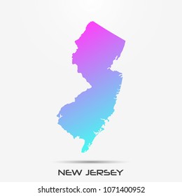 New Jersey map,border with pink and turquoise gradient. Vector illustration
