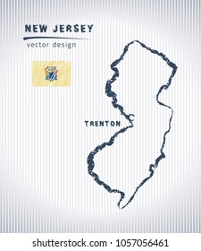 New Jersey National Vector Drawing Map On White Background