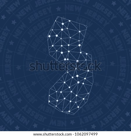 New Jersey network style us state map. Amazing space style, modern design for infographics or presentation.