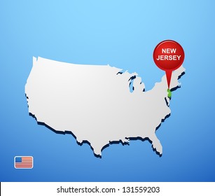 New Jersey on USA map