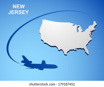 New Jersey on USA map