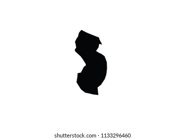 New Jersey outline map black USA state borders black vector illustration