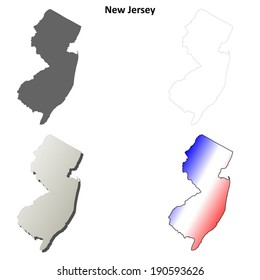 New Jersey Outline Map Set - Vector Version