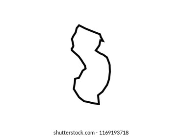 New Jersey Outline Map State Shape United States