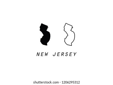 New Jersey outline map state shape USA America borders