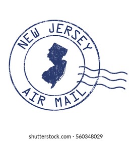 New Jersey post office, air mail, grunge rubber stamp on white background, vector illustration