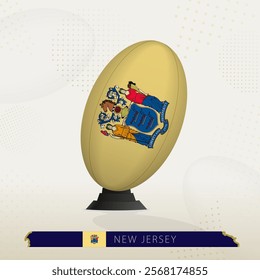 New Jersey Rugby Ball on Rugby Kicking Tees with Modern Design. Illustration perfect for sports, national pride, and rugby-related projects.