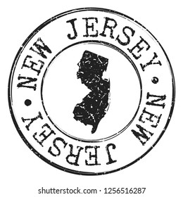 New Jersey Silhouette Map Postal Passport. Stamp Round Vector Icon Seal Badge Illustration.