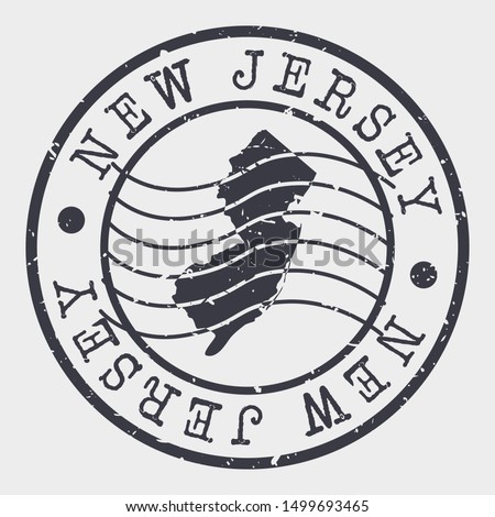 New Jersey Stamp Postal. Map Silhouette Seal. Passport Round Design. Vector Icon. Design Retro Travel.