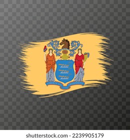 New Jersey state flag in brush style on transparent background. Vector illustration.