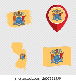 New Jersey State Flag Icon Set.