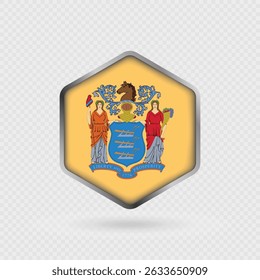 Nuevo icono de la bandera del estado de Jersey en forma de hexágono.