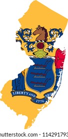 New Jersey State Flag Seal Love Heart United States America American Illustration
