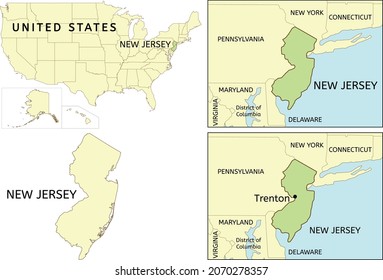 New Jersey State Location On Map Of USA